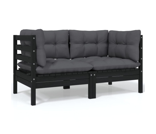 Juego de muebles de jardín 5 pzas y cojines madera maciza pino
