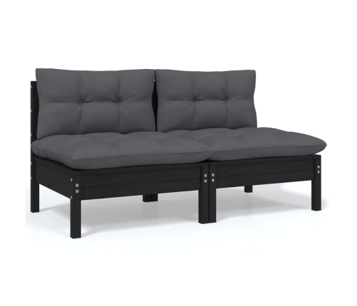 Juego de muebles de jardín 5 pzas y cojines madera maciza pino