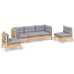 Juego de muebles de jardín 5 pzas y cojines madera maciza pino
