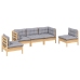 Juego de muebles de jardín 5 pzas y cojines madera maciza pino