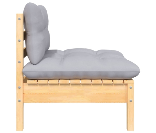 Juego de muebles de jardín 5 pzas y cojines madera maciza pino