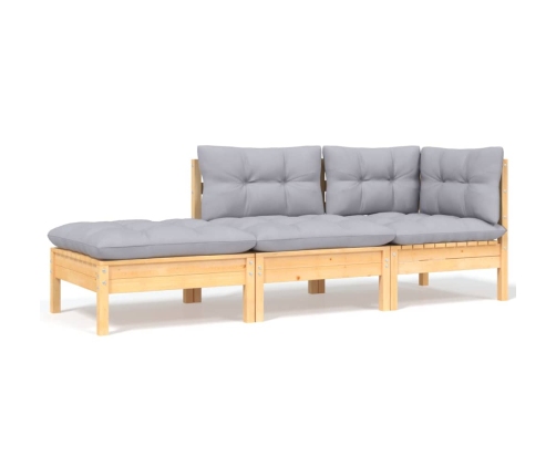 Juego de muebles de jardín 6 pzas y cojines madera maciza pino