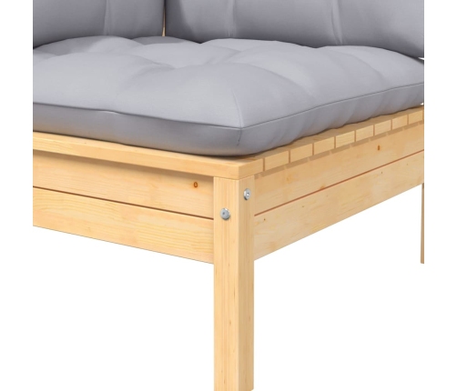 Juego de muebles de jardín 6 pzas y cojines madera maciza pino