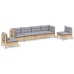 Juego de muebles de jardín 6 pzas y cojines madera maciza pino