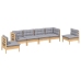 Juego de muebles de jardín 6 pzas y cojines madera maciza pino