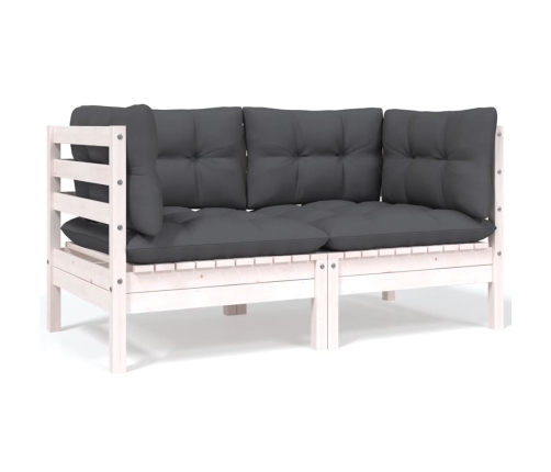 Juego de muebles de jardín 6 pzas y cojines madera maciza pino