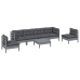 Juego de muebles de jardín 7 pzas y cojines madera maciza pino