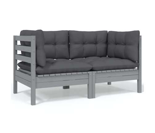 Juego de muebles de jardín 7 pzas y cojines madera maciza pino