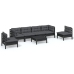 Juego de muebles de jardín 7 pzas y cojines madera maciza pino