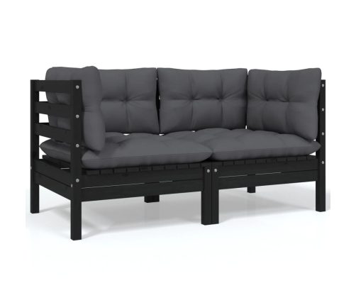 Juego de muebles de jardín 7 pzas y cojines madera maciza pino