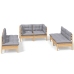 Juego de muebles de jardín 6 pzas y cojines madera maciza pino