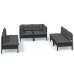 Juego de muebles de jardín 6 pzas y cojines madera maciza pino