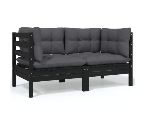Juego de muebles de jardín 6 pzas y cojines madera maciza pino