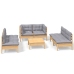 Juego de muebles de jardín 7 pzas y cojines madera maciza pino