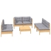 Juego de muebles de jardín 7 pzas y cojines madera maciza pino