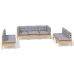 Juego de muebles de jardín 7 pzas y cojines madera maciza pino