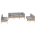 Juego de muebles de jardín 7 pzas y cojines madera maciza pino