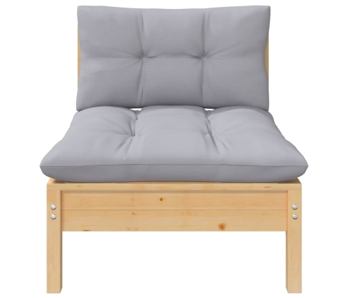 Juego de muebles de jardín 7 pzas y cojines madera maciza pino