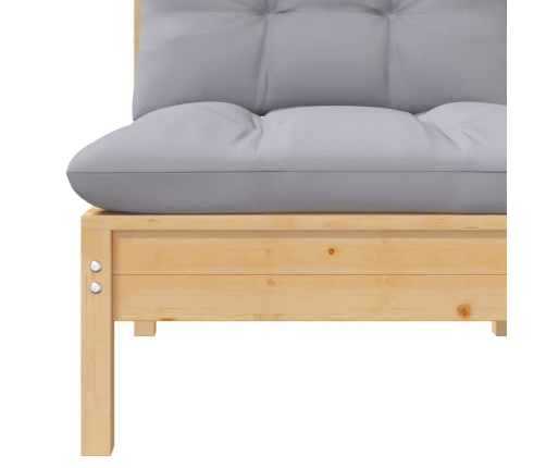 Juego de muebles de jardín 7 pzas y cojines madera maciza pino