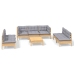 Juego de muebles de jardín 8 pzas y cojines madera maciza pino