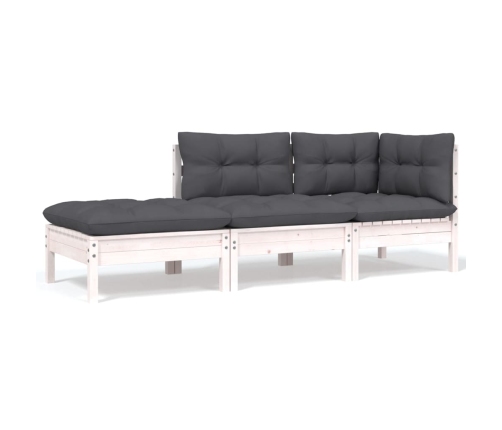 Muebles de jardín 8 pzas con cojines madera maciza de pino