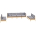Juego de muebles de jardín 8 pzas y cojines madera maciza pino