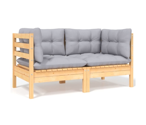Juego de muebles de jardín 8 pzas y cojines madera maciza pino