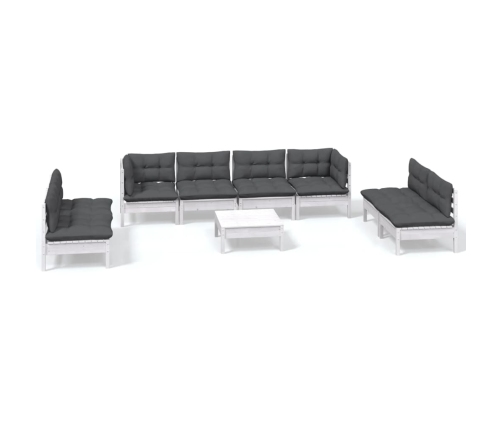 Muebles de jardín 9 pzas con cojines madera maciza de pino
