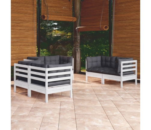 Juego de muebles de jardín 6 pzas y cojines madera pino maciza