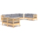 Juego de muebles de jardín 8 pzas y cojines madera maciza pino