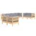 Juego de muebles de jardín 8 pzas y cojines madera maciza pino