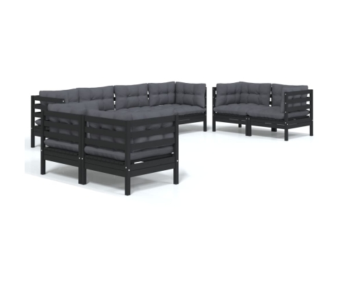 Juego de muebles de jardín 8 pzas y cojines madera maciza pino