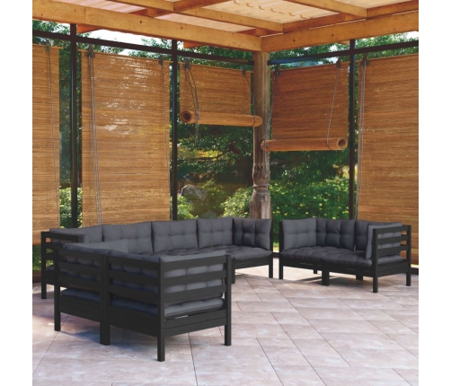 Juego de muebles de jardín 8 pzas y cojines madera maciza pino