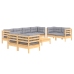 Juego de muebles de jardín 9 pzas y cojines madera maciza pino