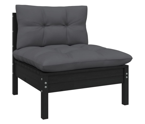 Juego de muebles de jardín 9 pzas y cojines madera maciza pino