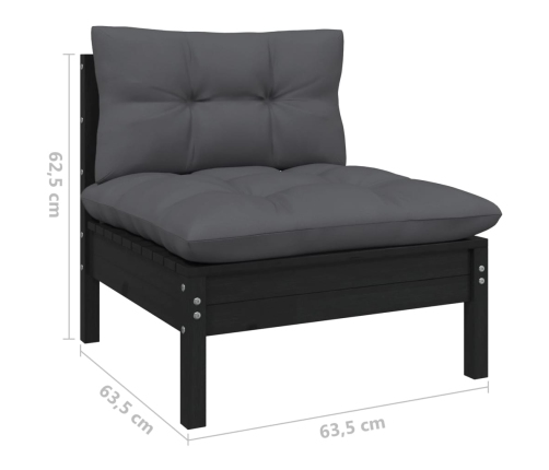 Juego de muebles de jardín 9 pzas y cojines madera maciza pino
