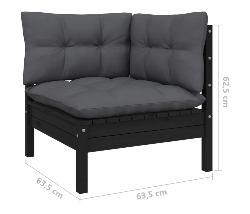 Juego de muebles de jardín 9 pzas y cojines madera maciza pino