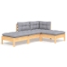 Juego de muebles de jardín 4 pzas y cojines madera maciza pino