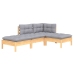 Juego de muebles de jardín 4 pzas y cojines madera maciza pino