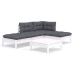 Muebles de jardín 5 pzas con cojines blanco madera de pino