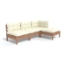 Muebles de jardín 4 pzas y cojines madera de pino marrón miel