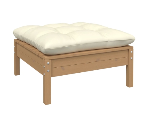 Muebles de jardín 4 pzas y cojines madera de pino marrón miel