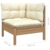 Muebles de jardín 4 pzas y cojines madera de pino marrón miel