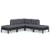 Muebles de jardín 5 pzas con cojines negro madera de pino
