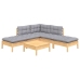 Juego de muebles de jardín 6 pzas y cojines madera pino gris