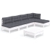Muebles de jardín 6 pzas con cojines blanco madera de pino