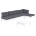 Muebles de jardín 6 pzas con cojines blanco madera de pino