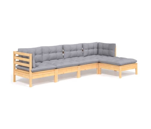 Juego de muebles de jardín 5 pzas y cojines madera de pino