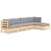 Juego de muebles de jardín 5 pzas y cojines madera de pino