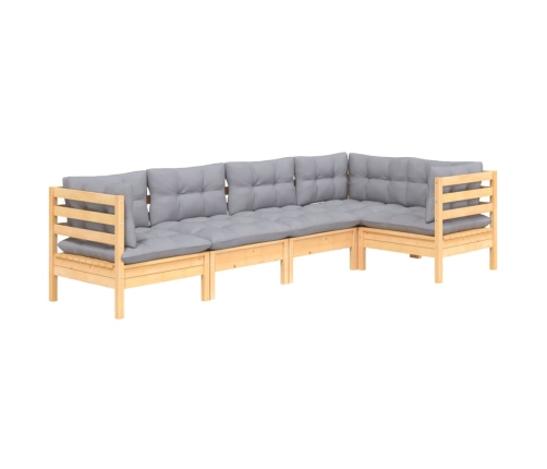 Juego de muebles de jardín 5 pzas y cojines madera de pino